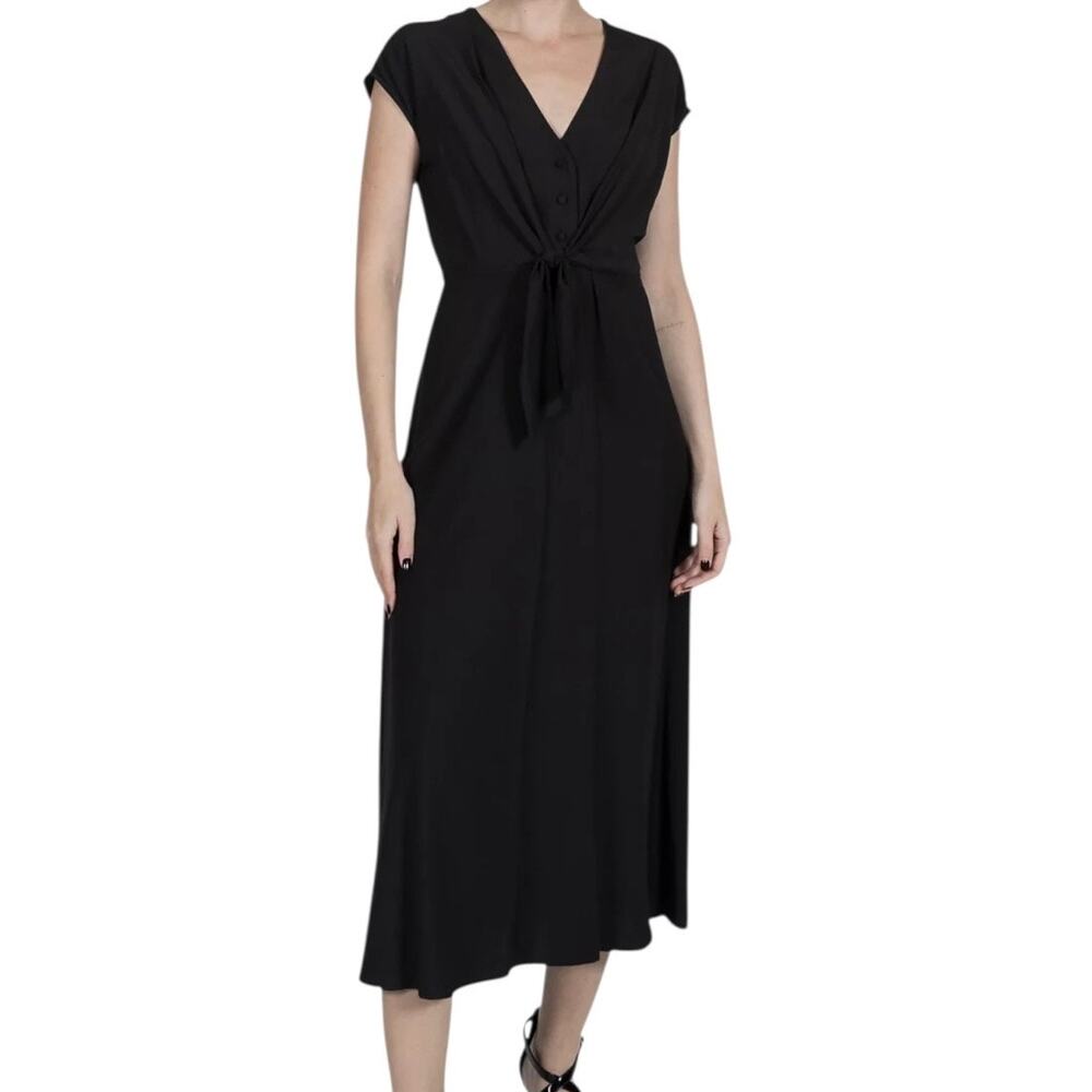 Julia Jordan Women’s V Neck Front Tie Midi Dress Black Size 10